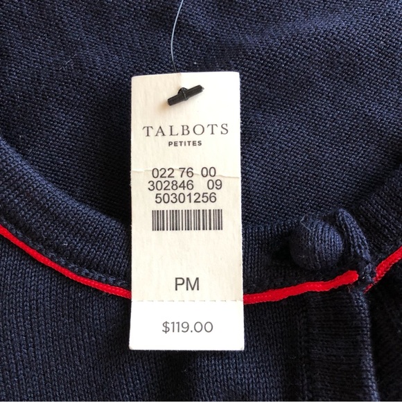 Talbots Embroidered Strawberry Sweater Cardigan NWT Navy Blue Size MP - Picture 6 of 9